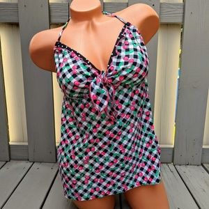 Arizona Tankini Swim Top Cherry Check Size XXL